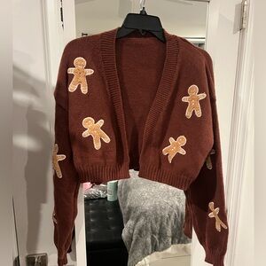 Brown Gingerbread Cropped Sweater